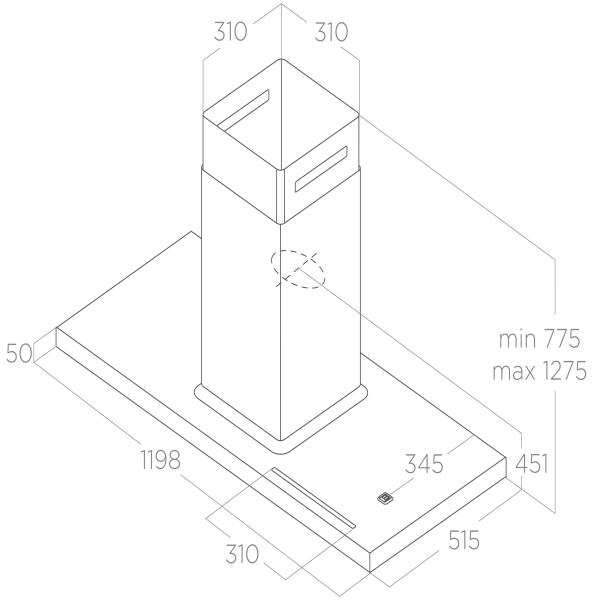 Elica BIO ISLAND BLRO/A/120 ROVERE - Inselhaube, Schwarz/Eichenholz, Umluft/Abluft, 120 cm